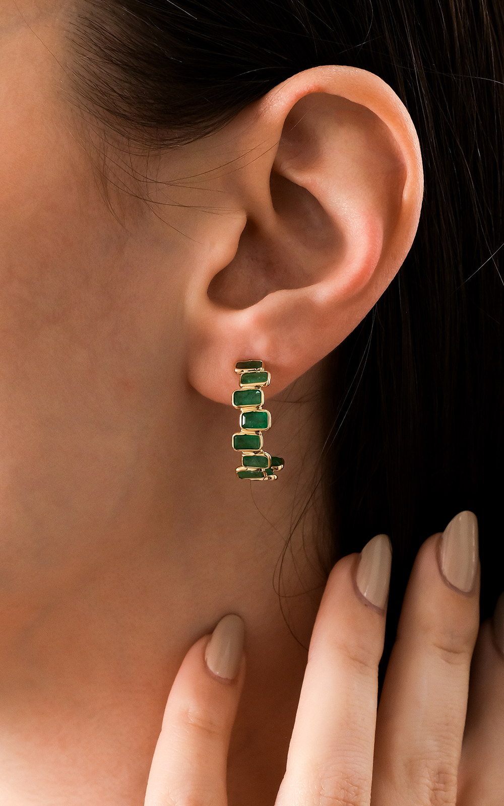 Emerald Hoop Earring