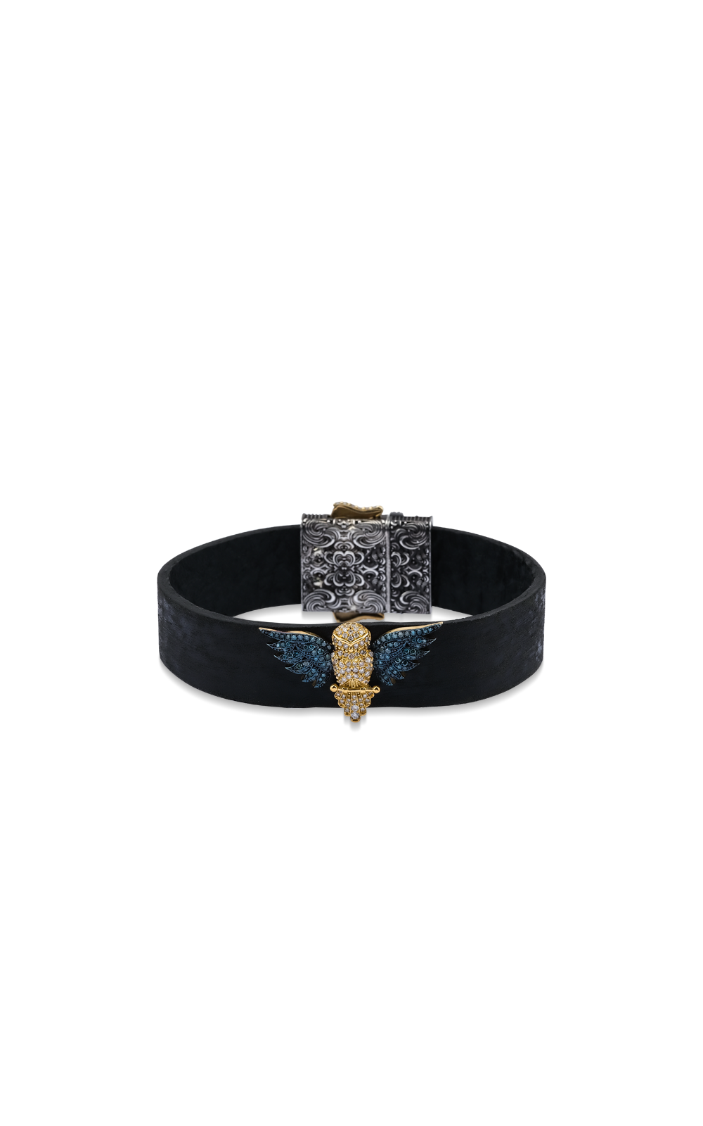 Blue Diamond Owl Leather Bracelet