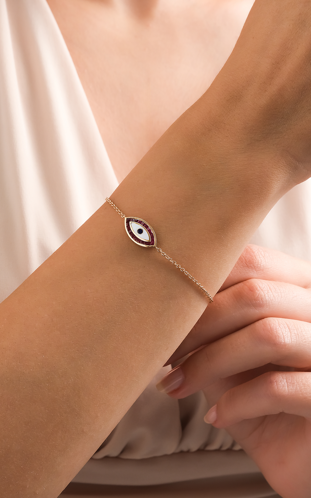 Ruby Evil Eye Bracelet