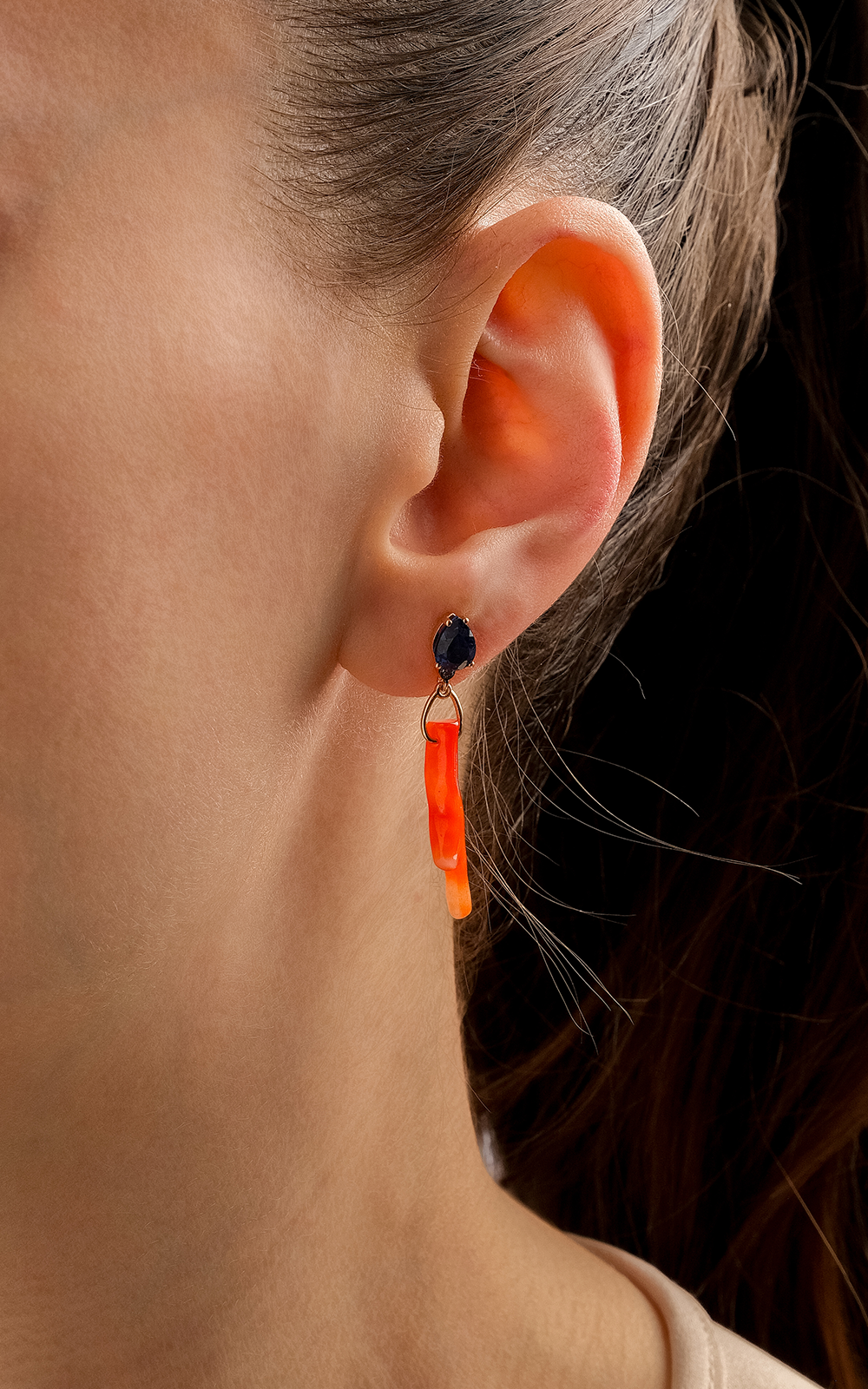 Sapphire Coral Earring