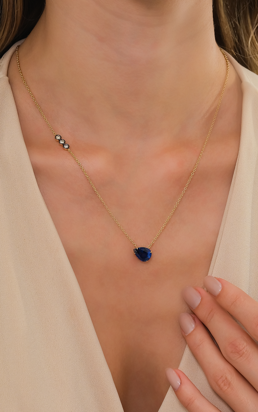 Pear Sapphire Diamond Necklace