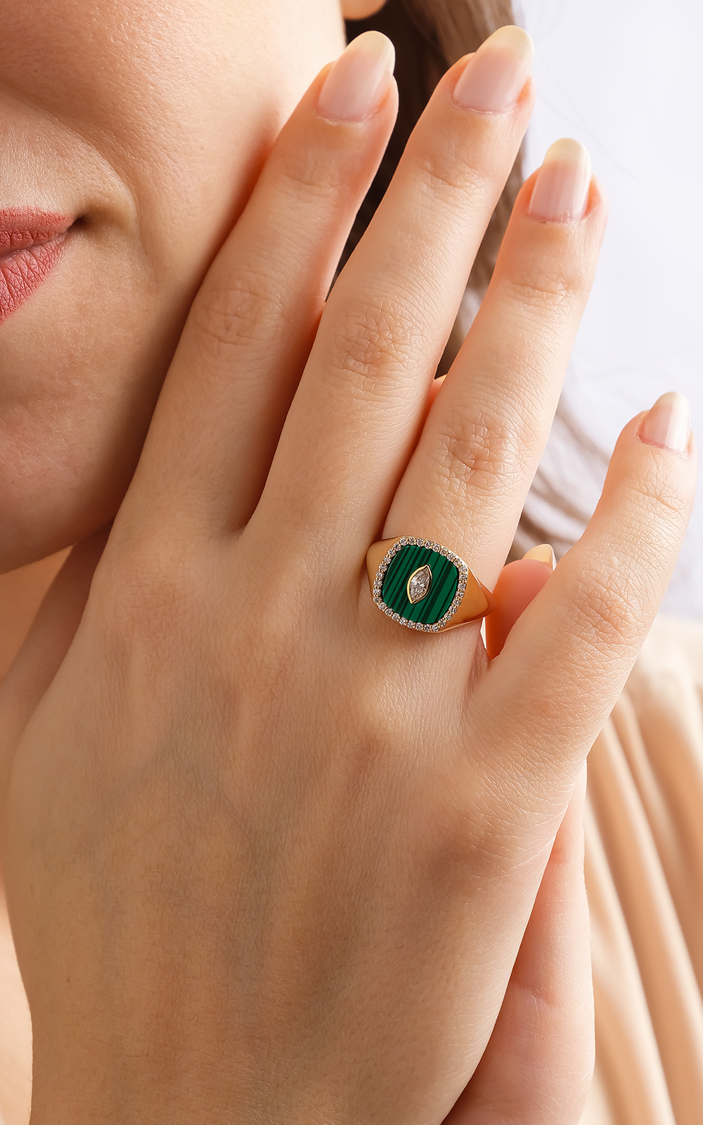 Malachite Marquise Diamond Ring