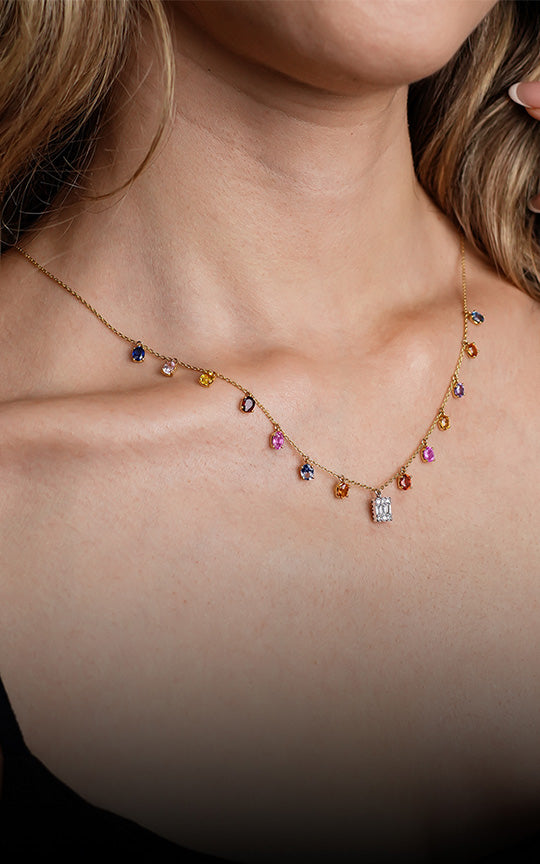Multicolor Sapphire Diamond Necklace