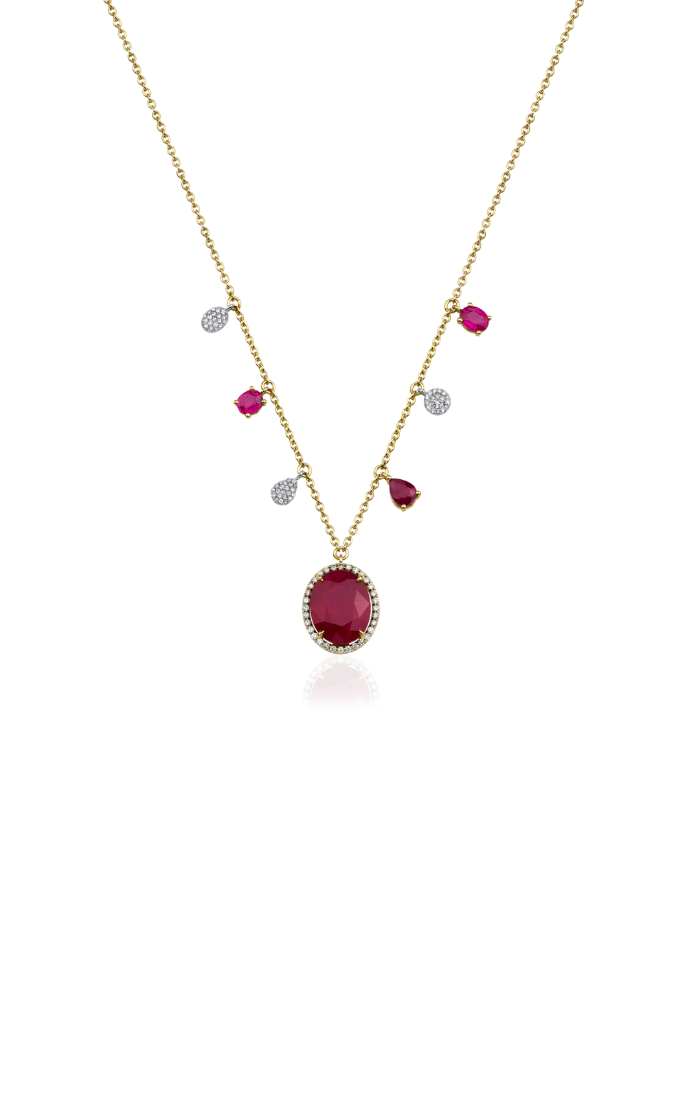 Oval Ruby Diamond Shaker Necklace