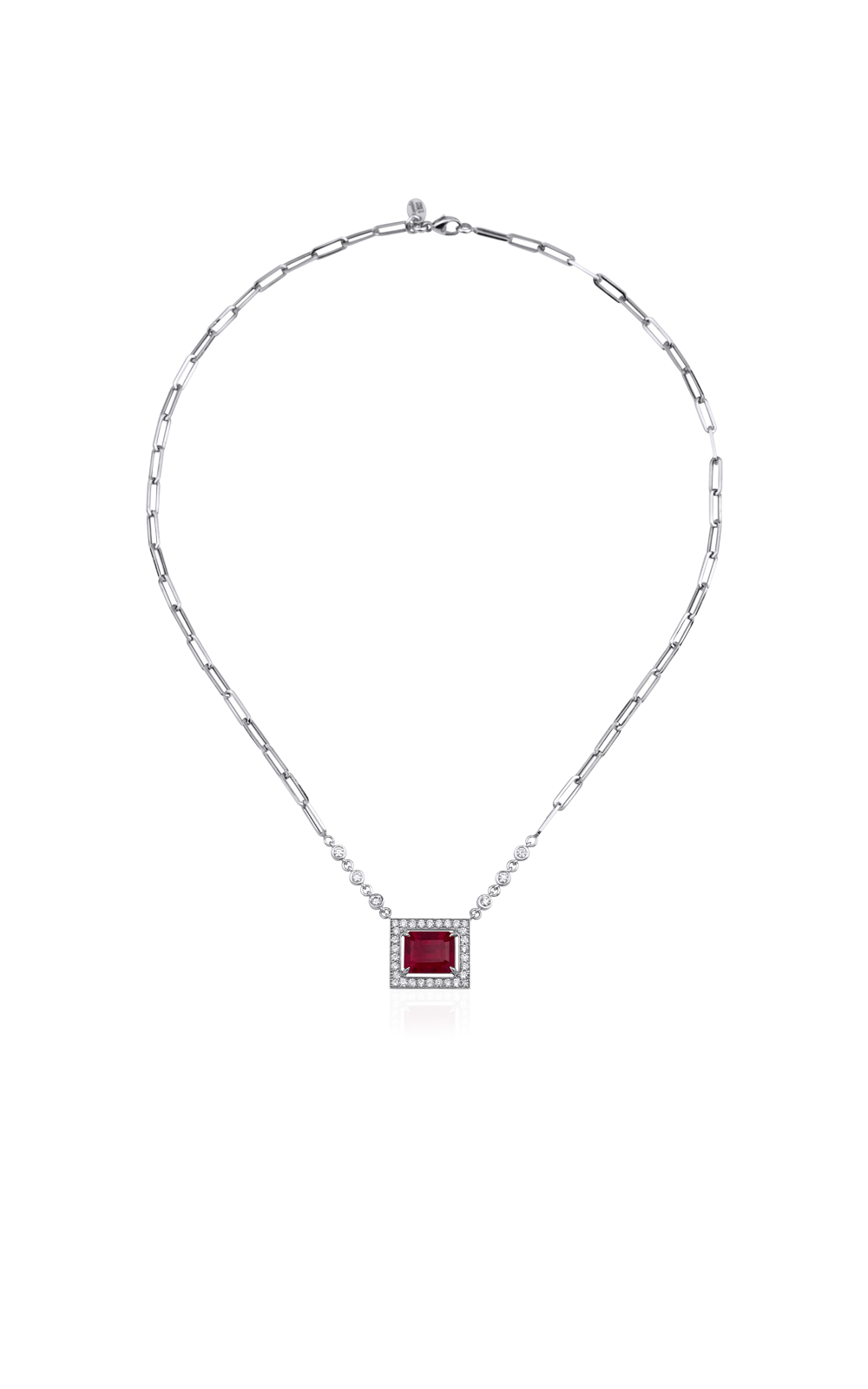 Rectangle Ruby Diamond Necklace