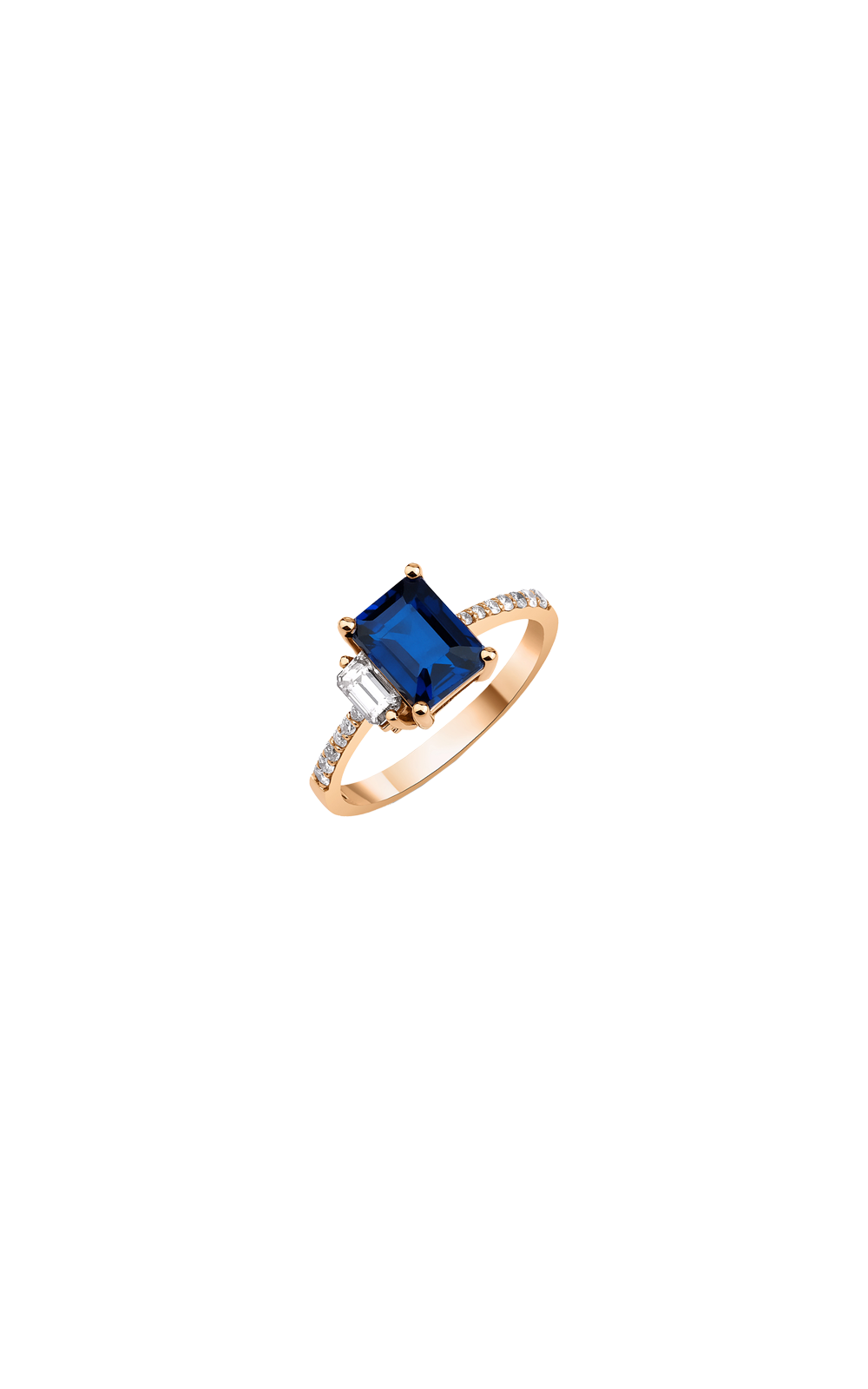Octagon Sapphire Baguette Diamond Ring