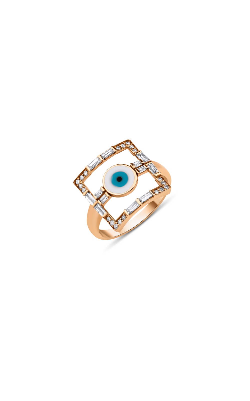 Diamond Evil Eye Square Ring