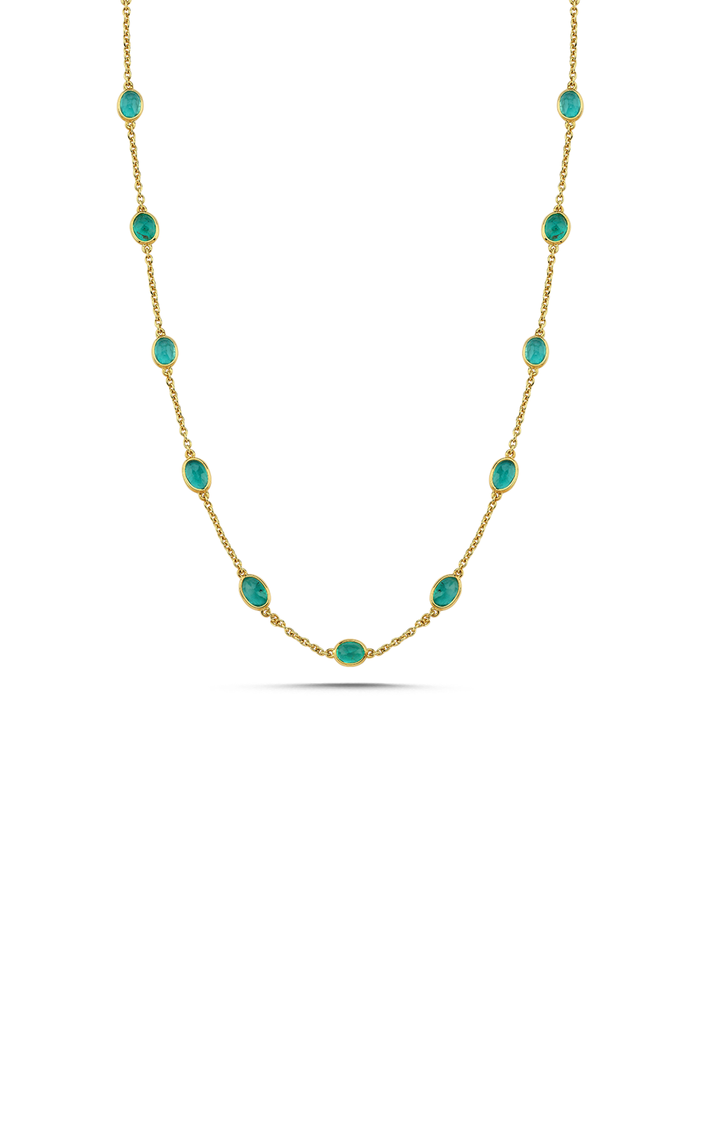 Oval Emerald Long Necklace