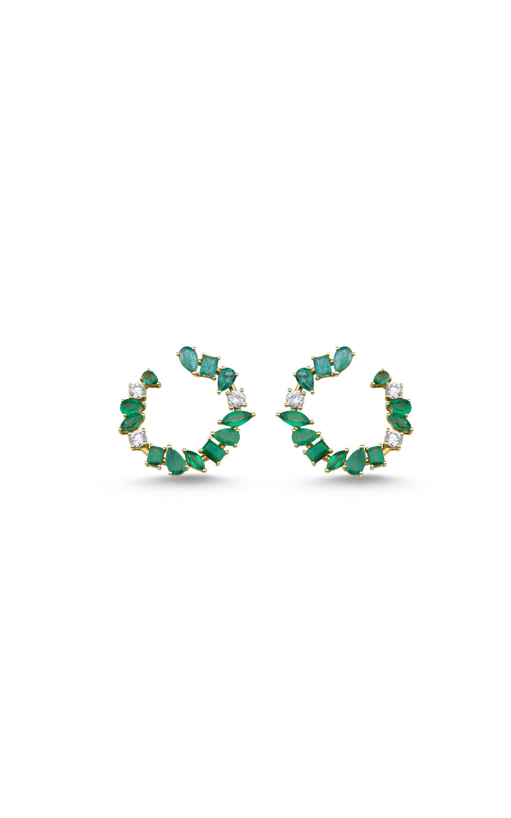 Diamond and Emerald Circle Earring
